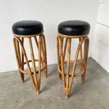 Pair of high rattan stools