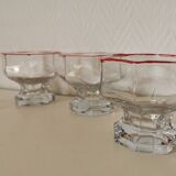 set of 4 ice cream cups, transparent glass dessert, octagon shape