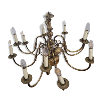 Antique chandelier in 12-pointed brass