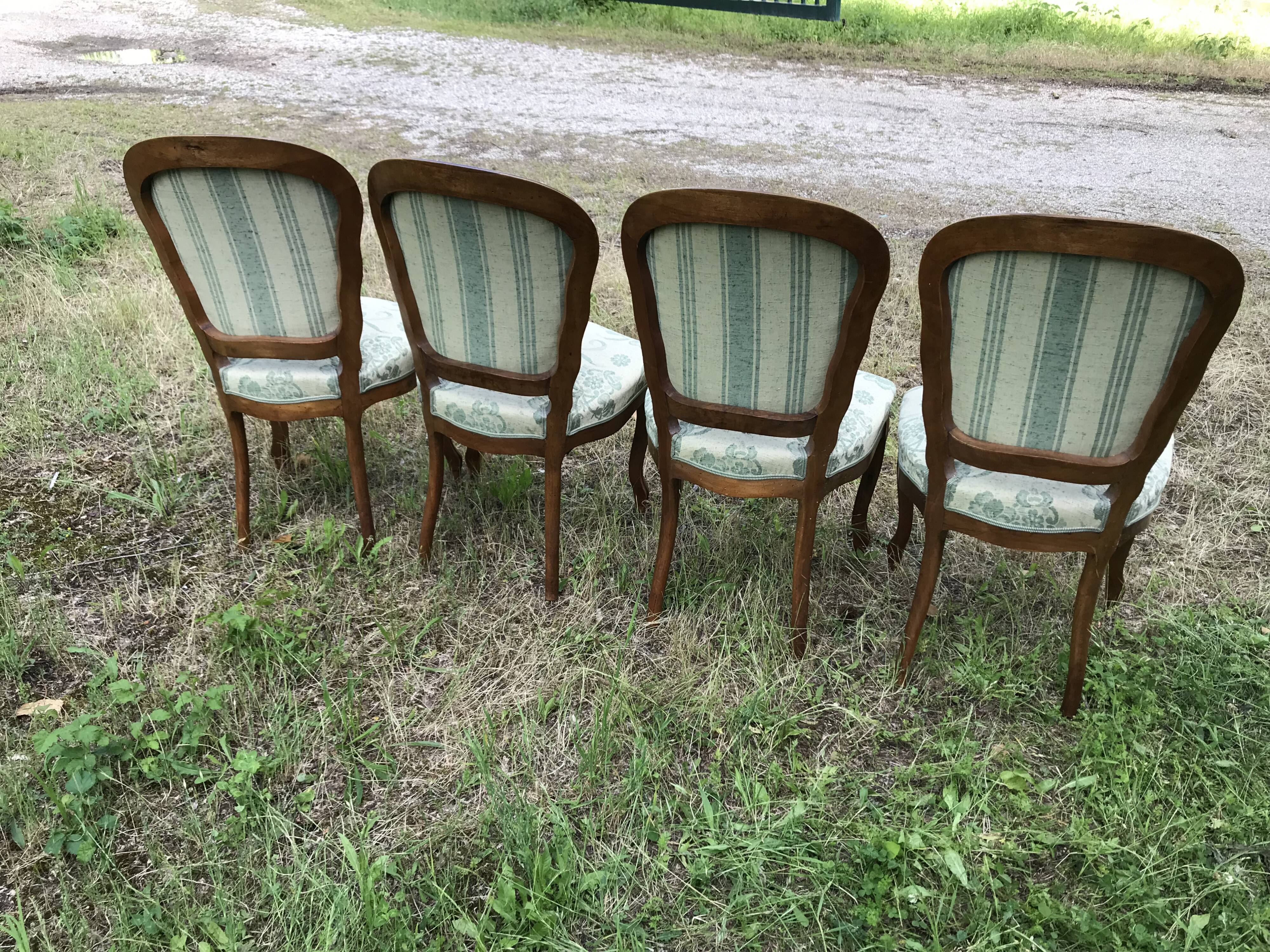 4 chairs Louis XV Walnut