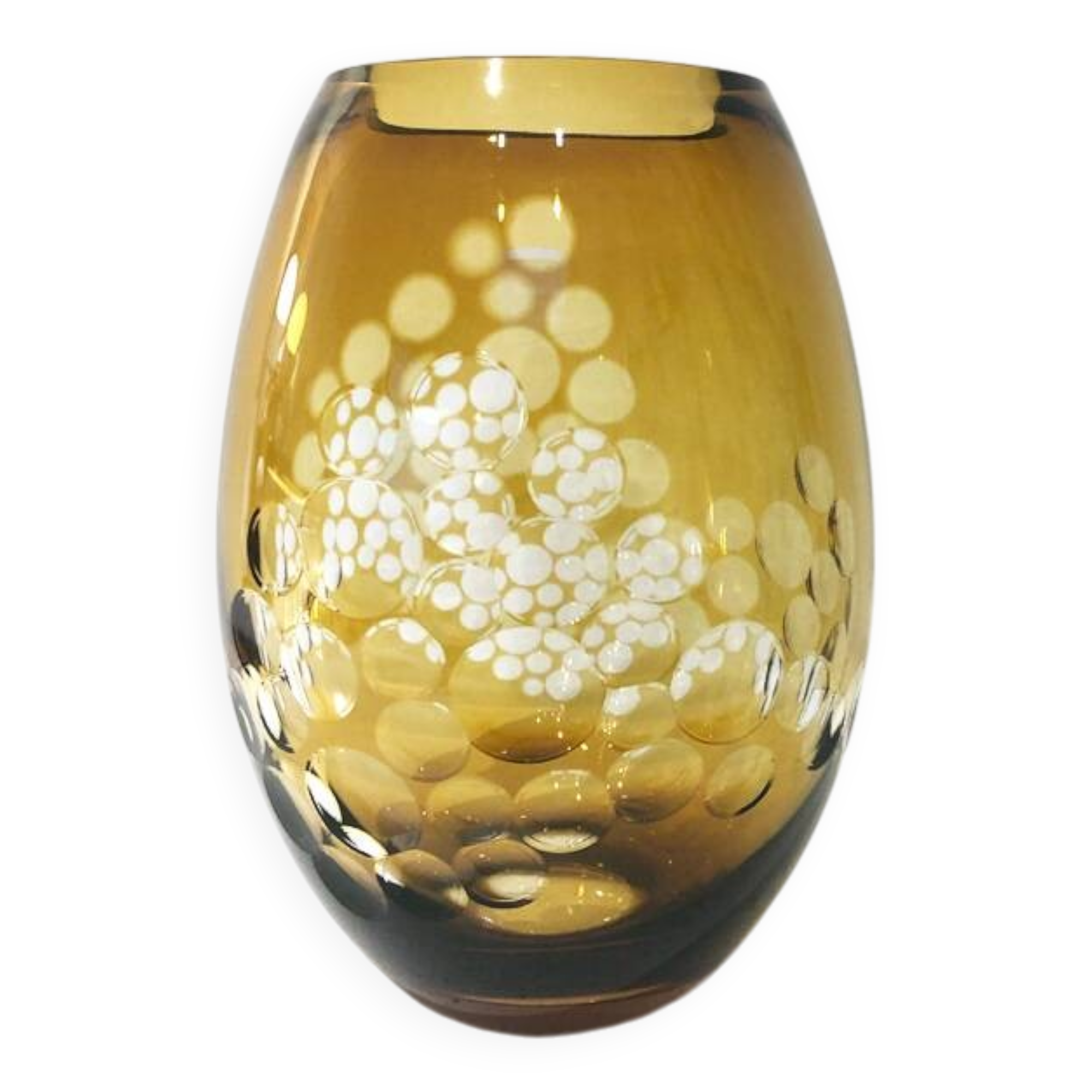 Vintage ochre crystal vase, 1970s