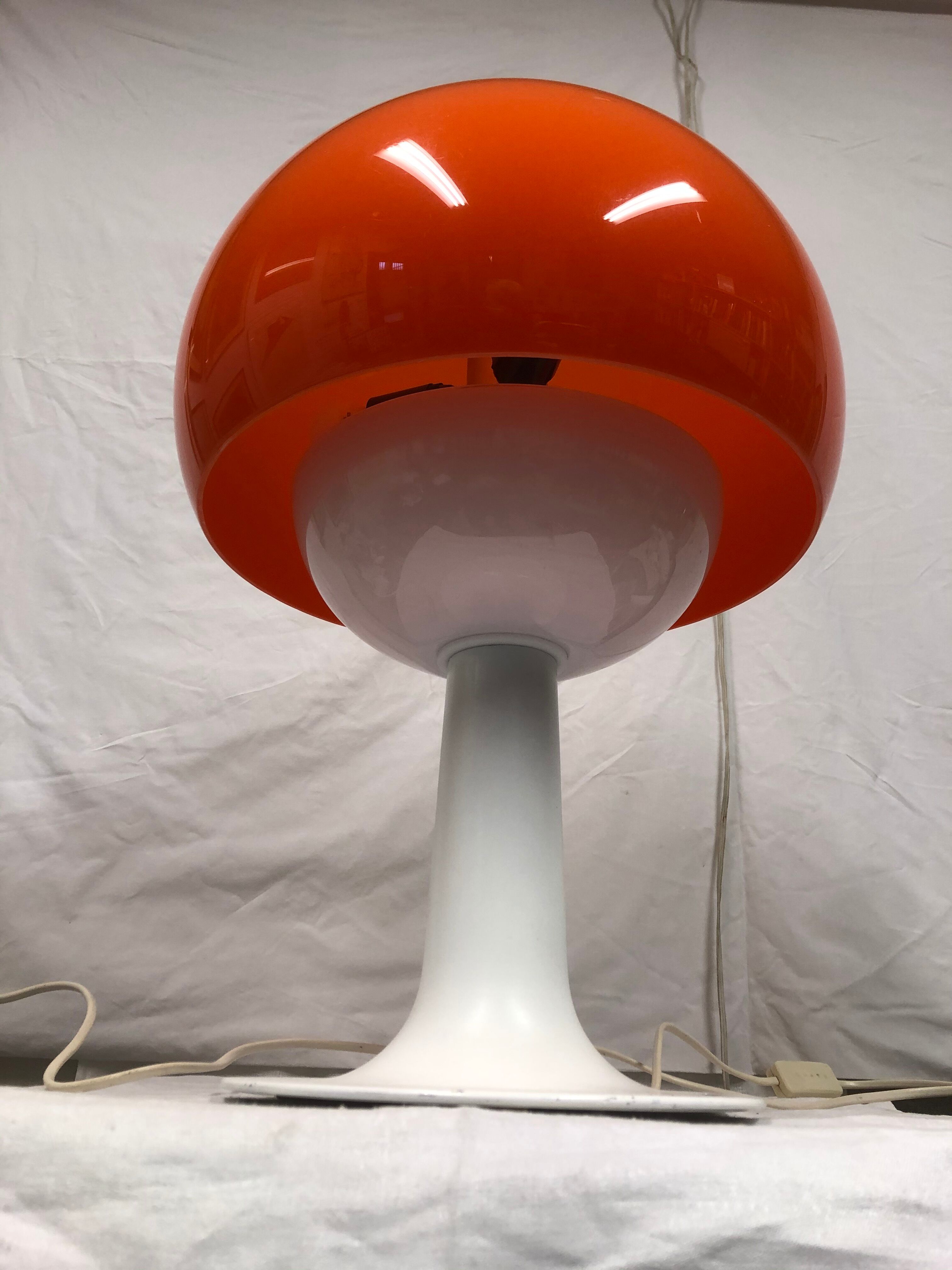 Lampe champignon orange design années 70
