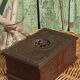 Old artisanal box in carved wood made of French (Brittany)