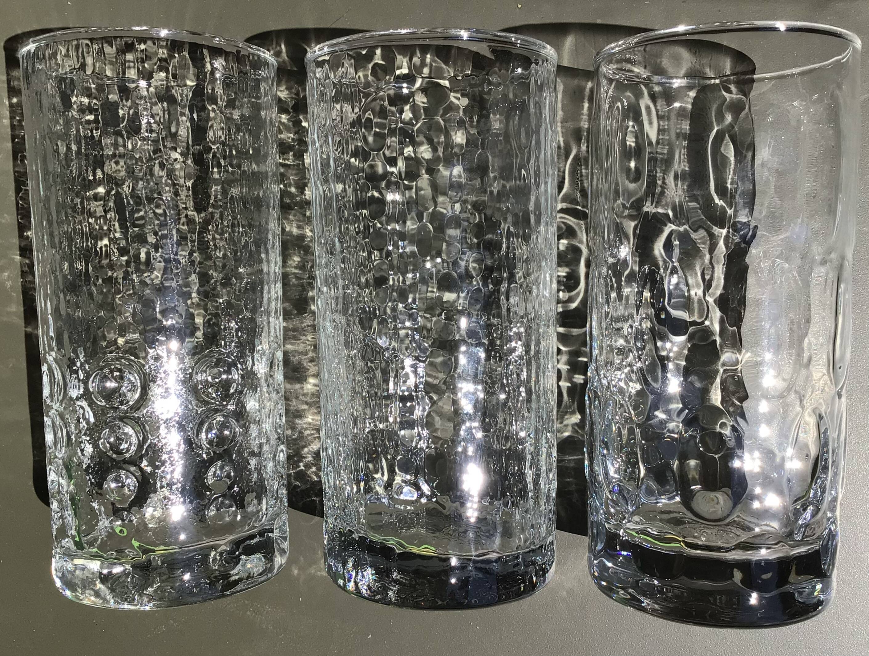 6 Long drink glasses relief glass oval bubbles Pernod