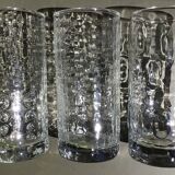6 Long drink glasses relief glass oval bubbles Pernod