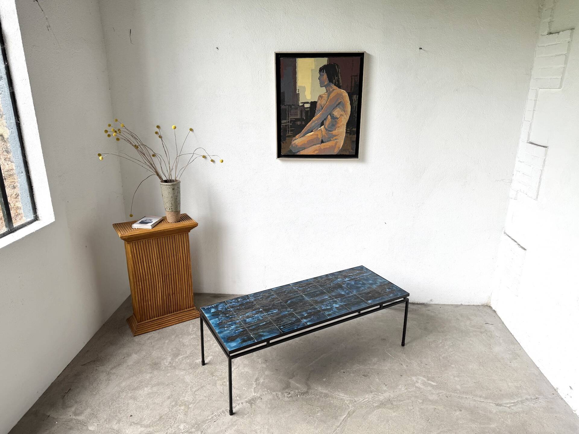 Metal and ceramic coffee table by J. Belarti, circa 1970