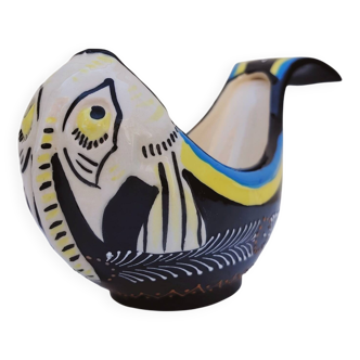 Quimper earthenware sauceboat with Henriot fish