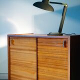 Lampe année 60 en acier noir et laiton, flexible
