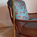Vintage wooden and cane bridge armchair from the 1950s
