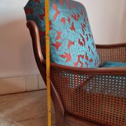 Bridge armchair in wood and cane from the 1950s.