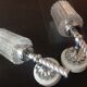 Pair of torch  in glass and chrome metal / vintage 70s wall light