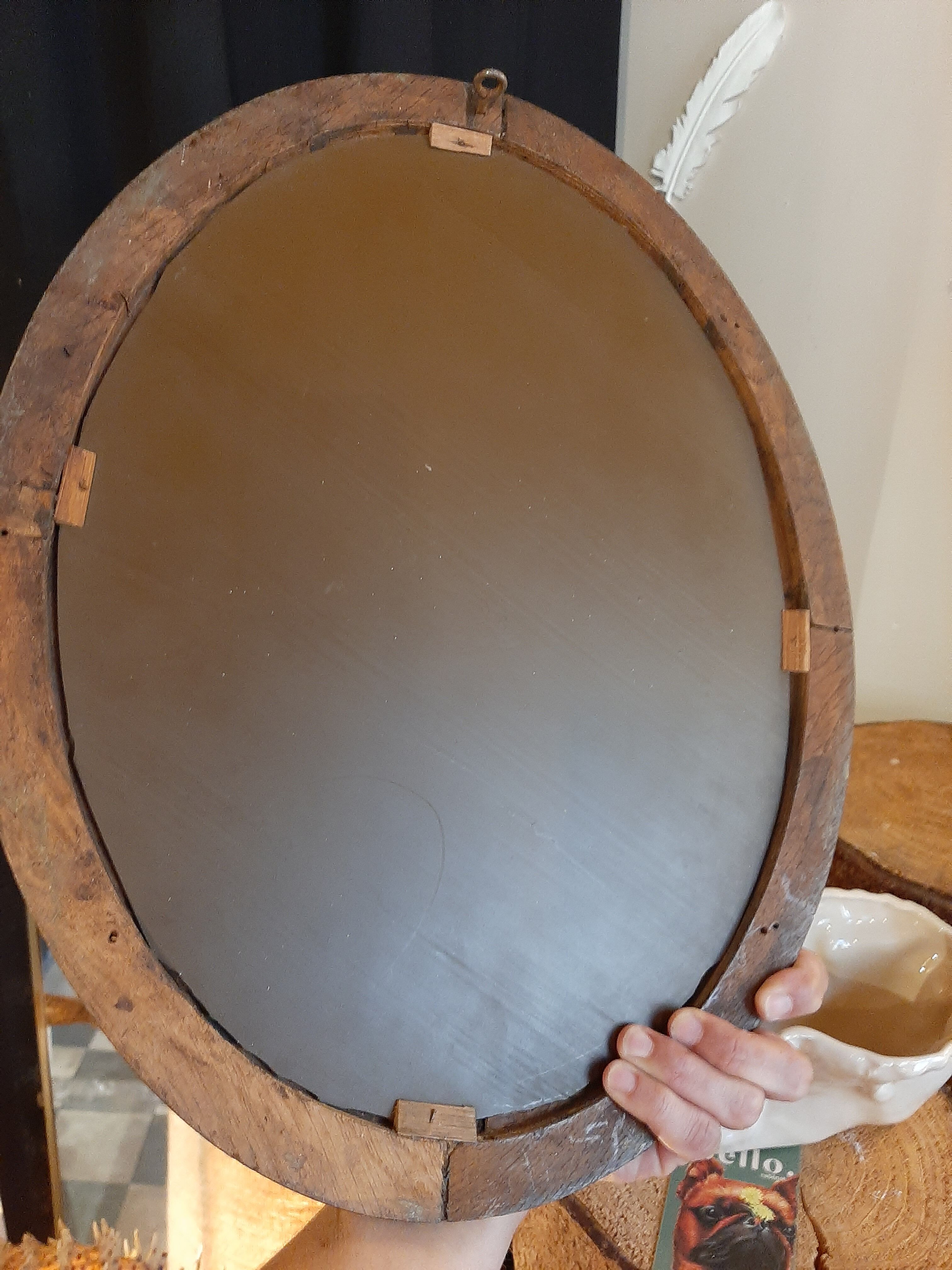 Miroir en bois brut sculpté 34x43cm