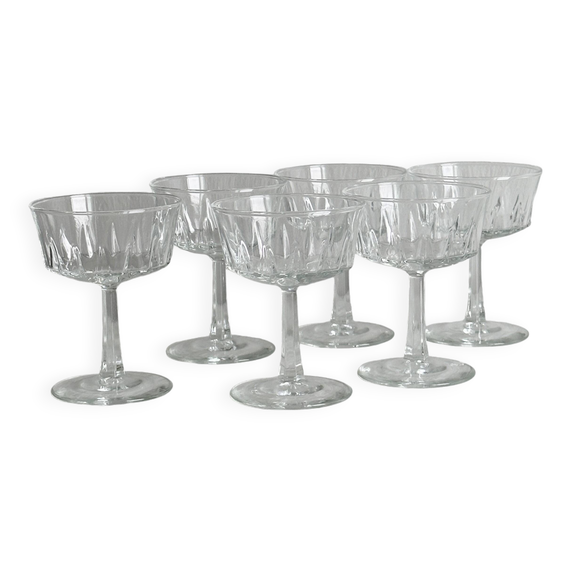 Set of 6 vintage glass cups for ice cream or champagne