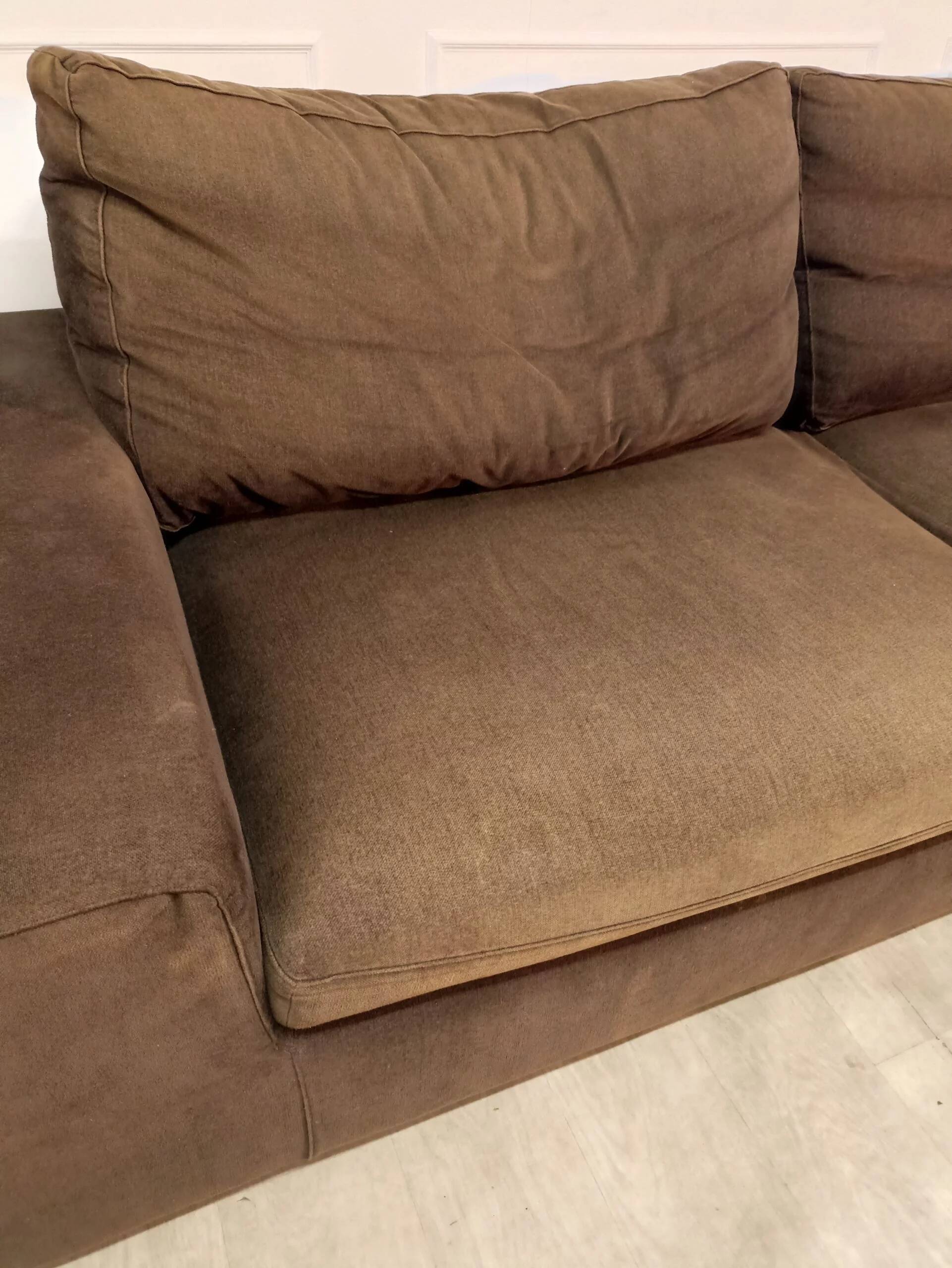 Large brown fabric sofa, excellent quality