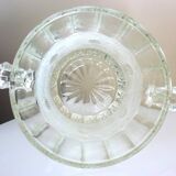 Champagne bucket, Art Deco style and period, thick, molded, frosted crystal