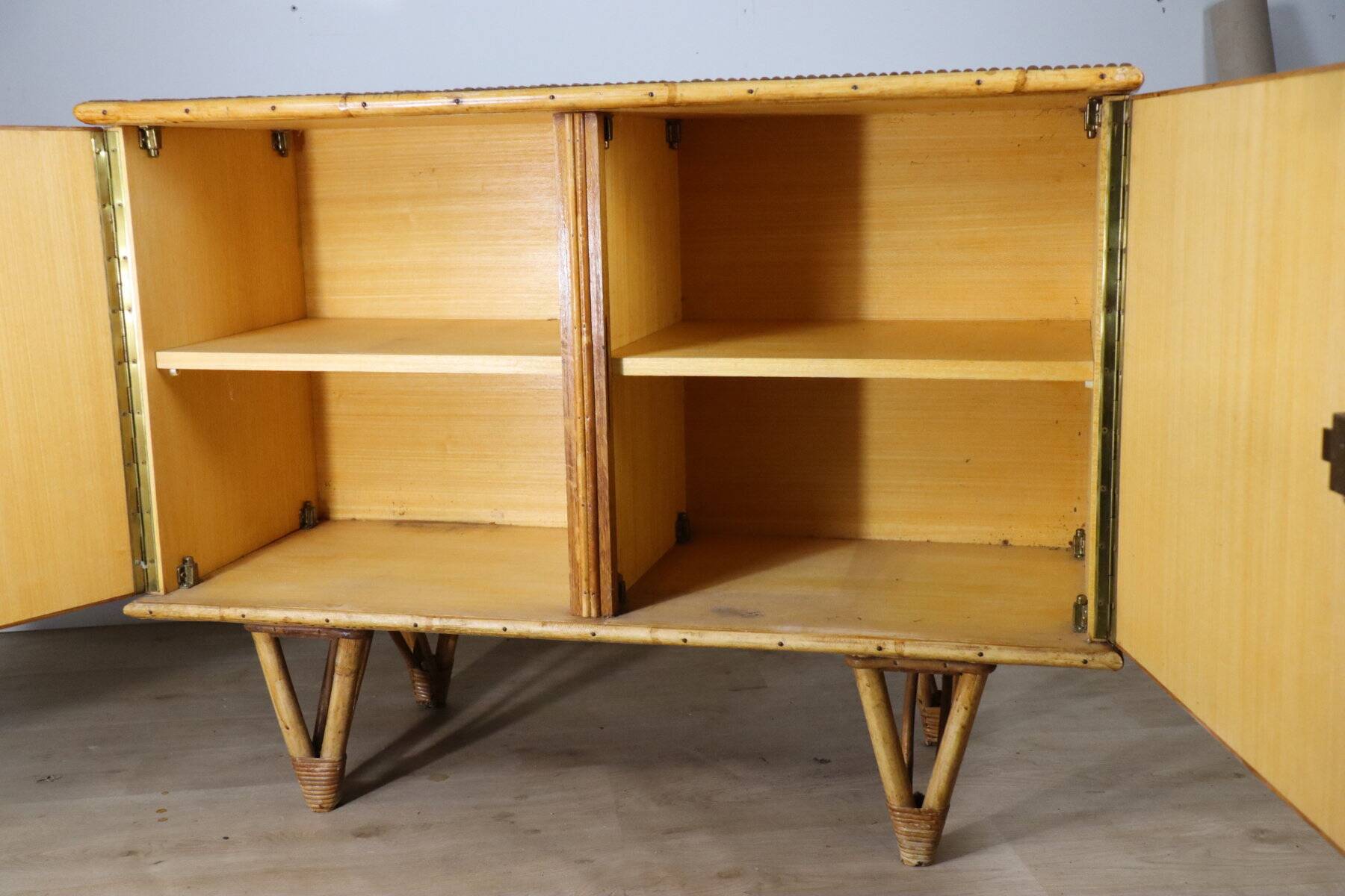 Vintage woven rattan sideboard - 1960