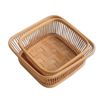 2 pull-out baskets bamboo paintings 1960-1970