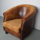 Vintage dutch cognac colored leather club chair