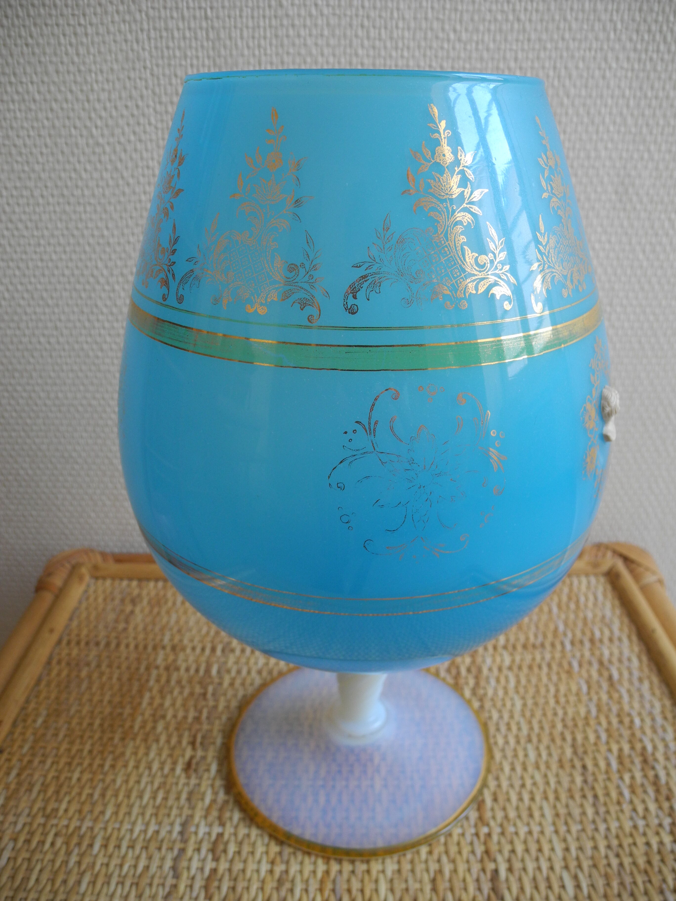 Vintage retro style decorative opaline vase in Cognac glass
