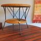 Mid century rattan and iron 2-level coffee or wine table, 1960s