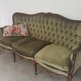 Upholstered sofa in Green Velvet