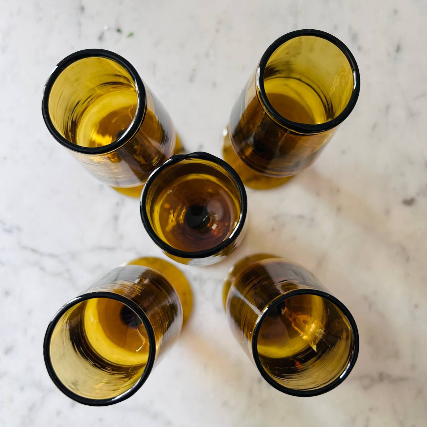 Set of 5 mouth-blown glasses