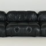 Camaleonda Sofa in Black Leather by Mario Bellini for C&B Italia 1960s