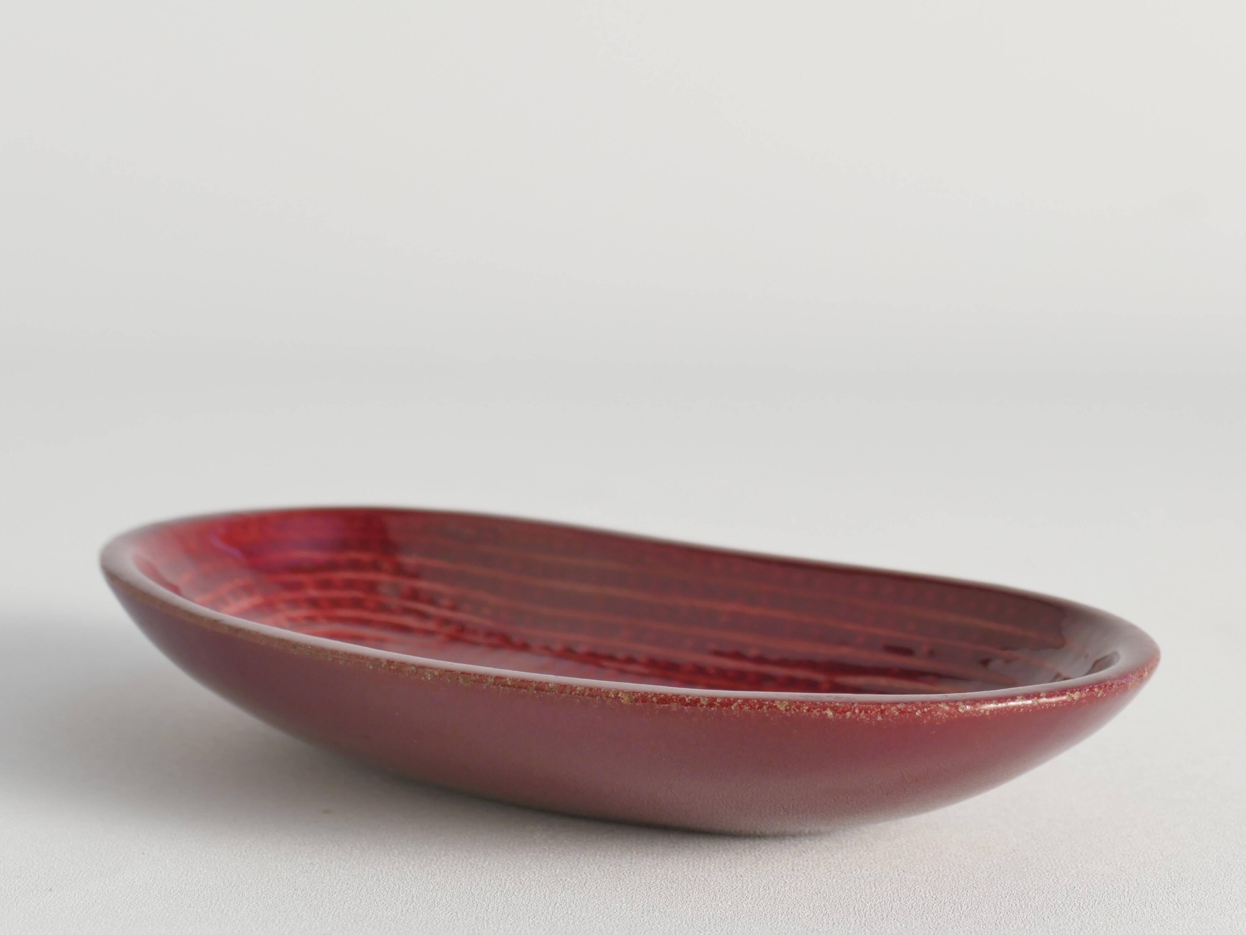 Merlot Red Stoneware Organic Shaped Bowl by Andersson & Johansson, Höganäs