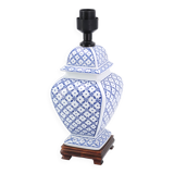 White and blue porcelain lamp
