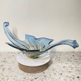 Large Murano centerbowl in blue & amber- Sommerso technique