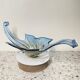 Large Murano centerbowl in blue & amber- Sommerso technique
