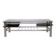 Chrome metal coffee table with smoked glass top.