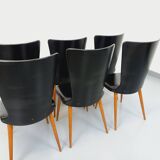 Set of 6 vintage Baumann Essor chairs in beech wood and skai