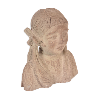 1960s Stone bust, Signed V.M.