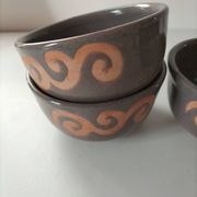 Set of 3 signed glazed stoneware bowls