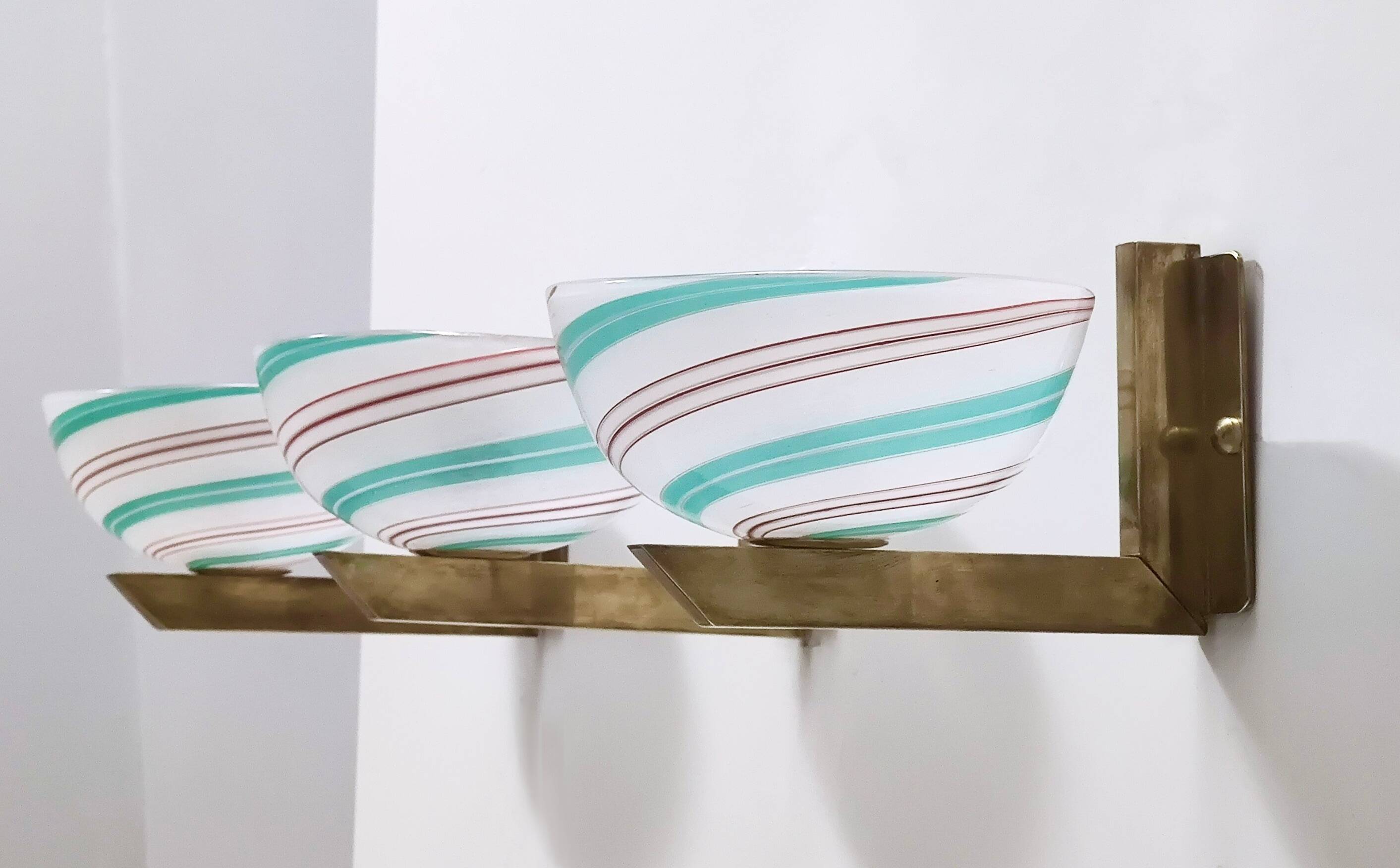 Rare Murano Glass and Brass Wall Light by Dino Martens for Aureliano Toso, Italy