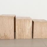 Nesting coffee tables in travertine stone from the 1970