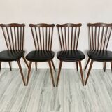 Lot de 4 chaises bistrot vintage Baumann Menuet – hêtre massif