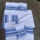 Nappe a the rectangulaire et 6 serviettes, made in france, linge basque, blanche et bleue, Vintage