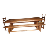 Solid oak farm table with its 2 benches