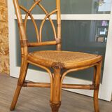 Bamboo and leather chair - 1960s - vintage - mid-century