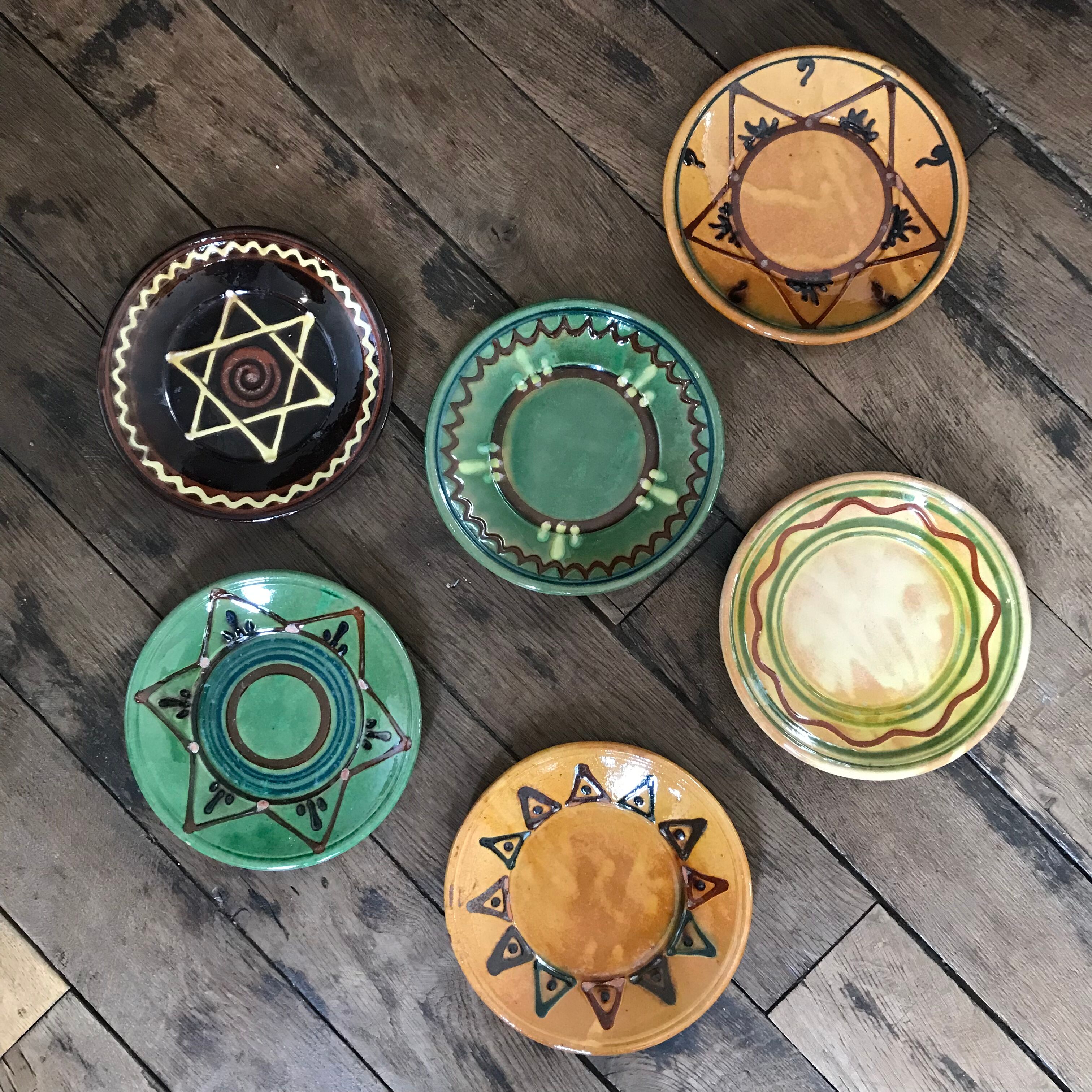 Set of 6 plates in glazed earth Biot