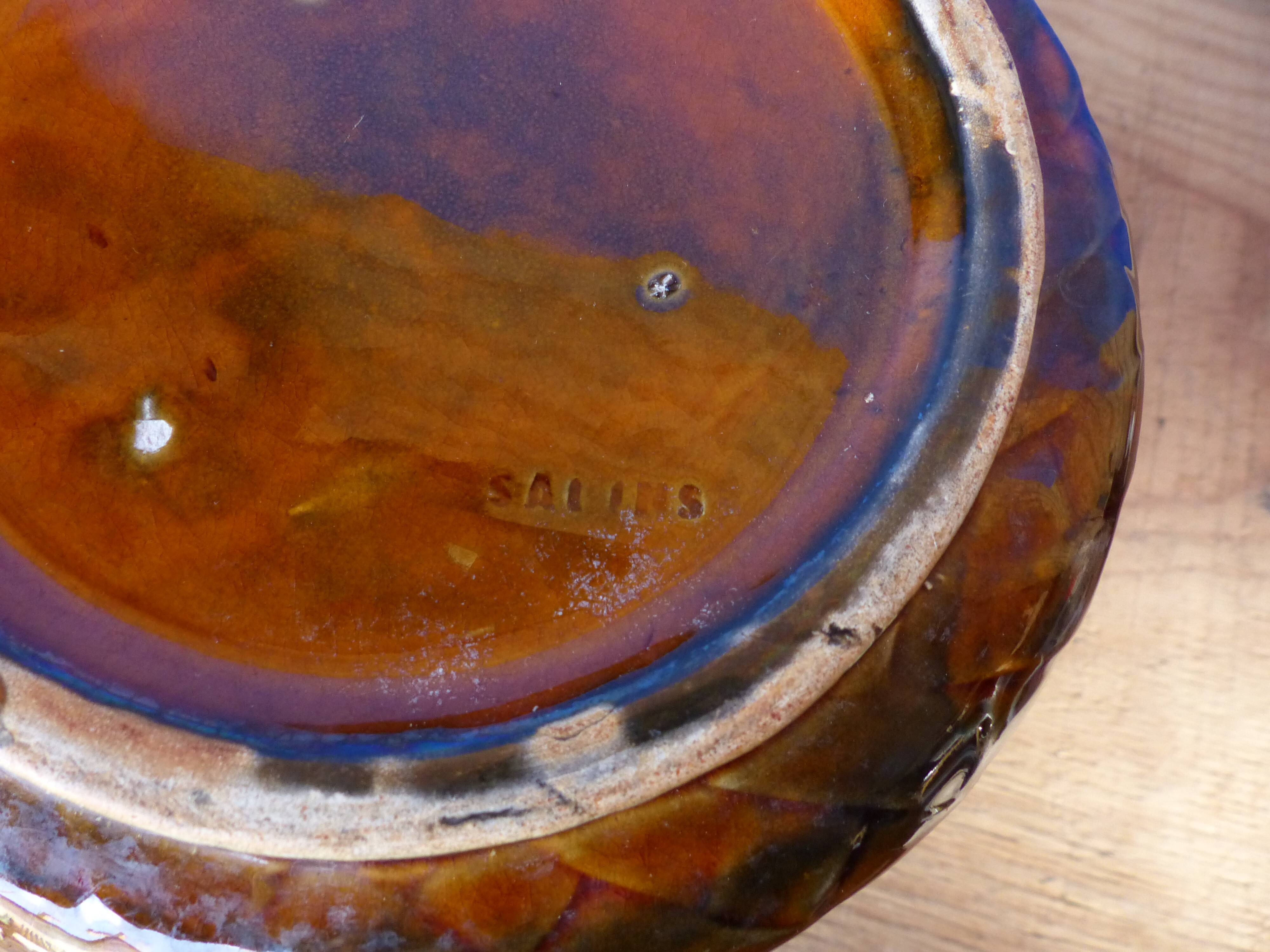 Old salins jar cover kitsch flower vase