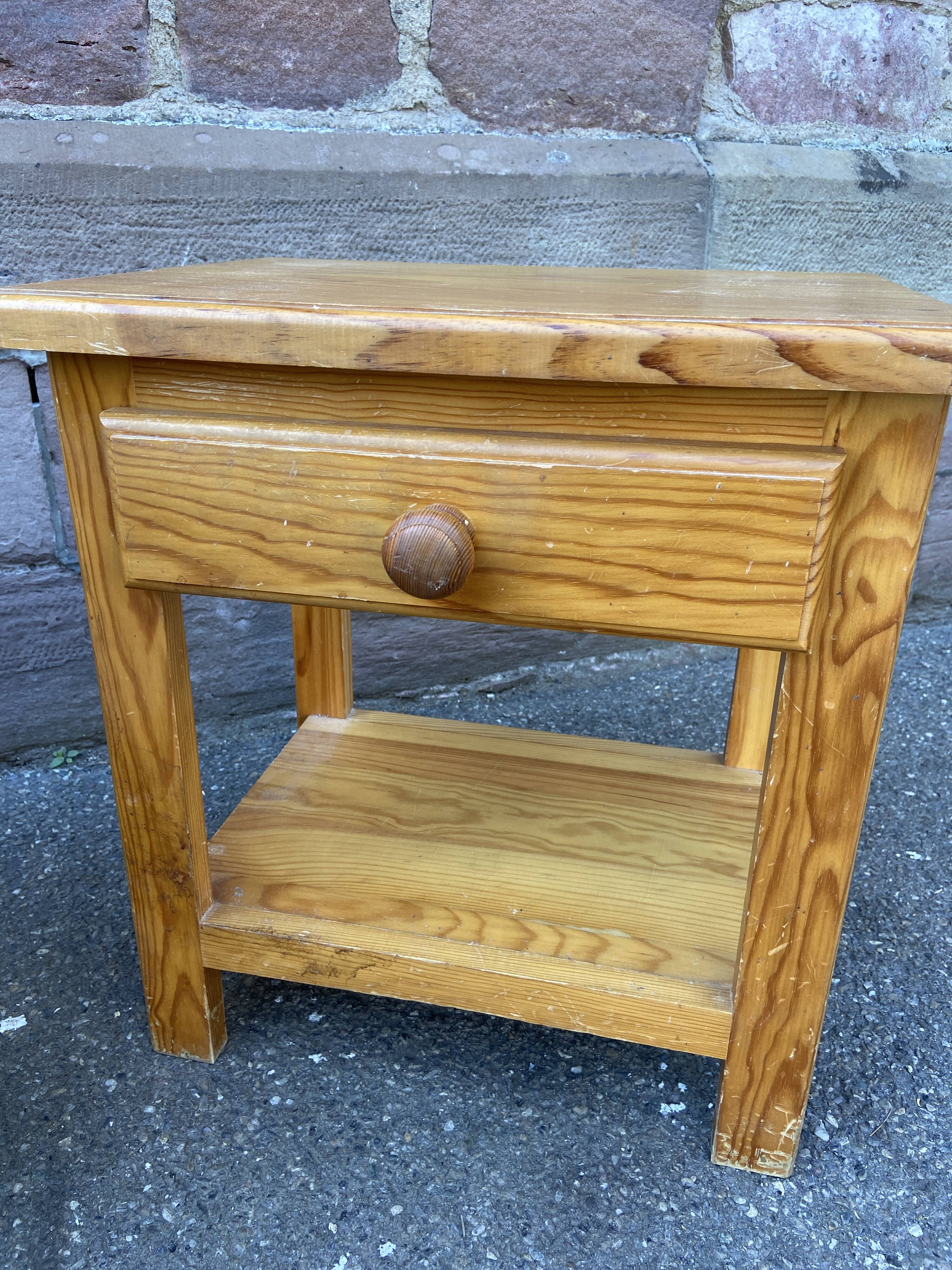 Scandinavian bedside pair wood pine fir vintage design 1980