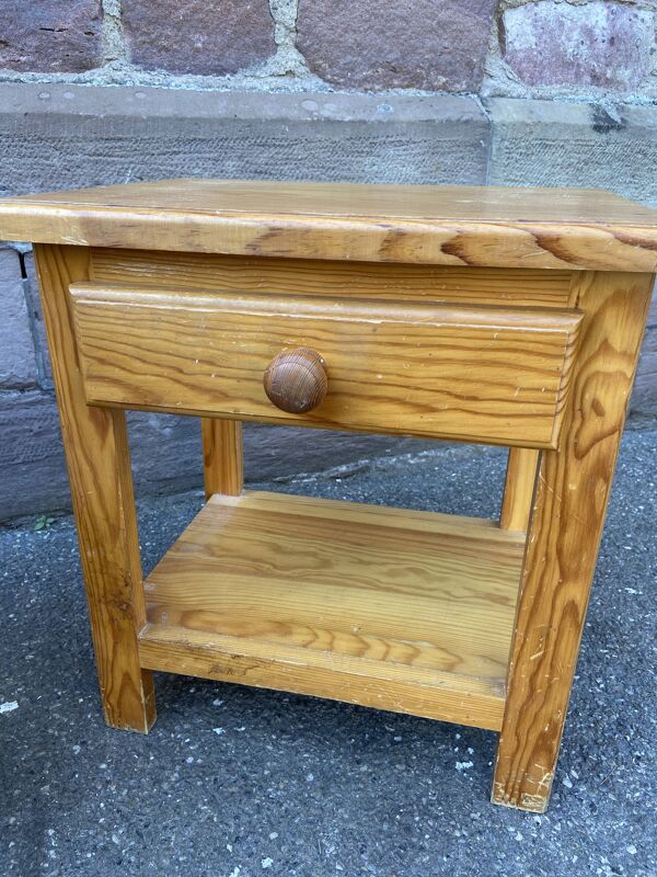 Paire de chevet scandinave bois pin sapin vintage design 1980