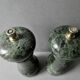 Green marble and pepper shaker set