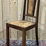 Series of 6 Art Deco chairs in mahogany and leather from the 1930s
