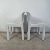 Pair of Glossy White Chairs Kartell 4875 by Carlo Bartoli, 1980s