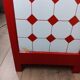 Meuble de métier , buffet parisien en tôle émaillé rouge et blanc