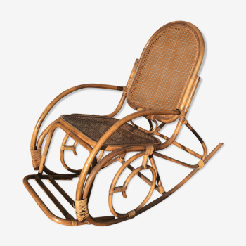 Rocking-chair en rotin